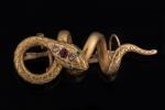 Broche serpent en or jaune 18k (750 millièmes), la tête...