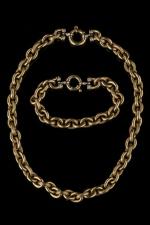 Collier et bracelet en or jaune 18k (750 millièmes) à...