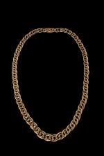 Collier en or jaune 18k (750 millièmes) à maille gourmette...