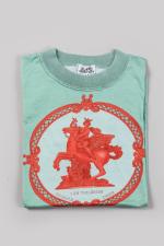 HERMES. 
Tee-shirt modèle "Les Tuileries" en jersey de coton vert...