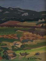 Gabriel COUDERC (1905-1994). 
Vue d'Aups, Haute-Provence. 
Huile sur toile signée...