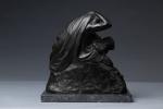 Joaquin CLARET (1879-1964). 
La tendresse maternelle. 
Bronze à patine noire...