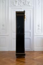 Armoire en marqueterie dite néo-boulle de laiton sur bois noirci....