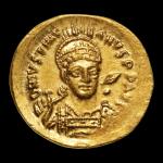 Empire Byzantin, Justinien I.Solidus.Constantinople, 527-565 ap.J-C. Avers : Buste casqué...