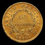 FRANCE. 1 x 40 francs or, Napoléon tête laurée, 1810,...