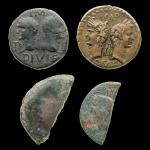 Monnaies gallo-romaines, lot de 4 dupondius  : 3 de...