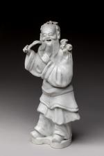 CHINE - Epoque JIAQING (1796 - 1820).  Statuette d'immortel...