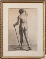 Constant-Louis-Antoine LORICHON (1800-1855)  Académie d'homme de dos  Graphite...