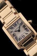 CARTIER.  Montre bracelet de dame modèle "Tank Française" petit...