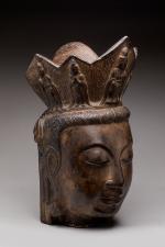 CHINE - Dynastie MING (1368-1644) Grande tête de Bouddha en...