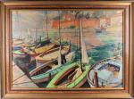 Odette BRUNEAU (1891-1984). 
Port marocain. 
Huile sur toile signée en...