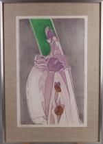 Henri LANDIER (né en 1935). 
Pierrot. 
Gravure en couleurs signée...