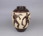 Richard LE CORRONE (1909-1977), CIBOURE. 
Vase en grès emaillé brun,...