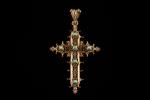 Croix pendentif en or jaune 18k (750 millièmes) ajourée, les...