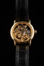 MONTBLANC. 
Rarissime Meisterstück, Skeleton 75th Anniversary, SQ000004.
Montre bracelet en or...