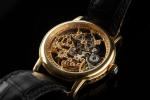 MONTBLANC. 
Rarissime Meisterstück, Skeleton 75th Anniversary, SQ000004.
Montre bracelet en or...