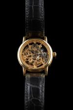 MONTBLANC. 
Rarissime Meisterstück, Skeleton 75th Anniversary, SQ000004.
Montre bracelet en or...