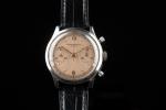 BEAUME & MERCIER.
Chronographe bicompax.
Montre bracelet en acier. Le boitier rond,...