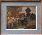 Agricol Louis MONTAGNE (1879-1960). "La fontaine de Nîmes". Huile sur...