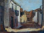 Georges DEZEUZE (1905-2004). 
"La escala calle Anfora". 
Huile sur panneau...