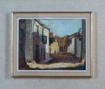 Georges DEZEUZE (1905-2004). 
"La escala calle Anfora". 
Huile sur panneau...