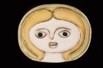 Mithé ESPELT (1923-2020) Broche Visage Céramique émaillée polychrome et dorée....