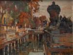 Agricol Louis MONTAGNE (1879-1960). "La fontaine de Nîmes". Huile sur...