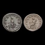 Empire romain, lot de 2 antoniniens : Gordien III et...