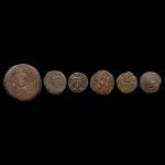 Lot de 5 bronzes byzantins et 1 monnaie indienne.

Provenance :...