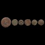 Lot de 5 bronzes byzantins et 1 monnaie indienne.

Provenance :...