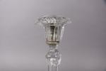 BACCARAT. 
Paire de flambeau en cristal moulé-pressé de forme balustre...