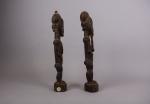 BAOULE, COTE D'IVOIRE.
Couple masculin féminin, en bois sculpté.
Haut. : 37...