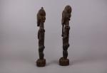 BAOULE, COTE D'IVOIRE.
Couple masculin féminin, en bois sculpté.
Haut. : 37...