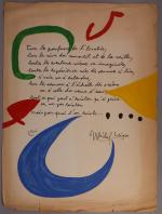 Joan MIRO (1893-1983) et Michel LEIRIS (1901-1990). Poème-affiche. Lithographie signée...