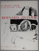 Bernard DUFOUR (1922-2016). "Le bateau lavoir".Affiche dédicacée à Sylvette Féraud...