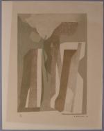 André BEAUDIN (1895-1979). Composition cubiste. Lithographie couleur signée et datée...