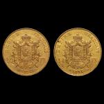 FRANCE. 2 x 40 francs or Napoléon III, 1855 et...