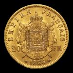 FRANCE. 1 x 20 francs or Napoléon III tête laurée,...