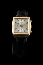 TAG HEUER.Monaco, 5140. Montre chronographe en or jaune 18k (750...