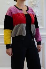 SONIA RYKIEL. Veste bomber en velours matelassé rose, gris, noir...