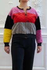 SONIA RYKIEL. Veste bomber en velours matelassé rose, gris, noir...