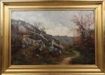 Huguet MOLINE (1815-?). Paysage.  Huile sur toile signée et...