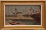 Jean-Désiré BASCOULES (1886-1976). Le port d'Alger.Huile sur panneau signée en...