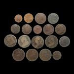 Monnaies royales, lot de 16 pièces bronze : 5 sols...