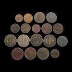 Monnaies royales, lot de 16 pièces bronze : 5 sols...