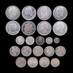 Monnaies françaises, lot de 22 pièces argent : 1/4 franc...